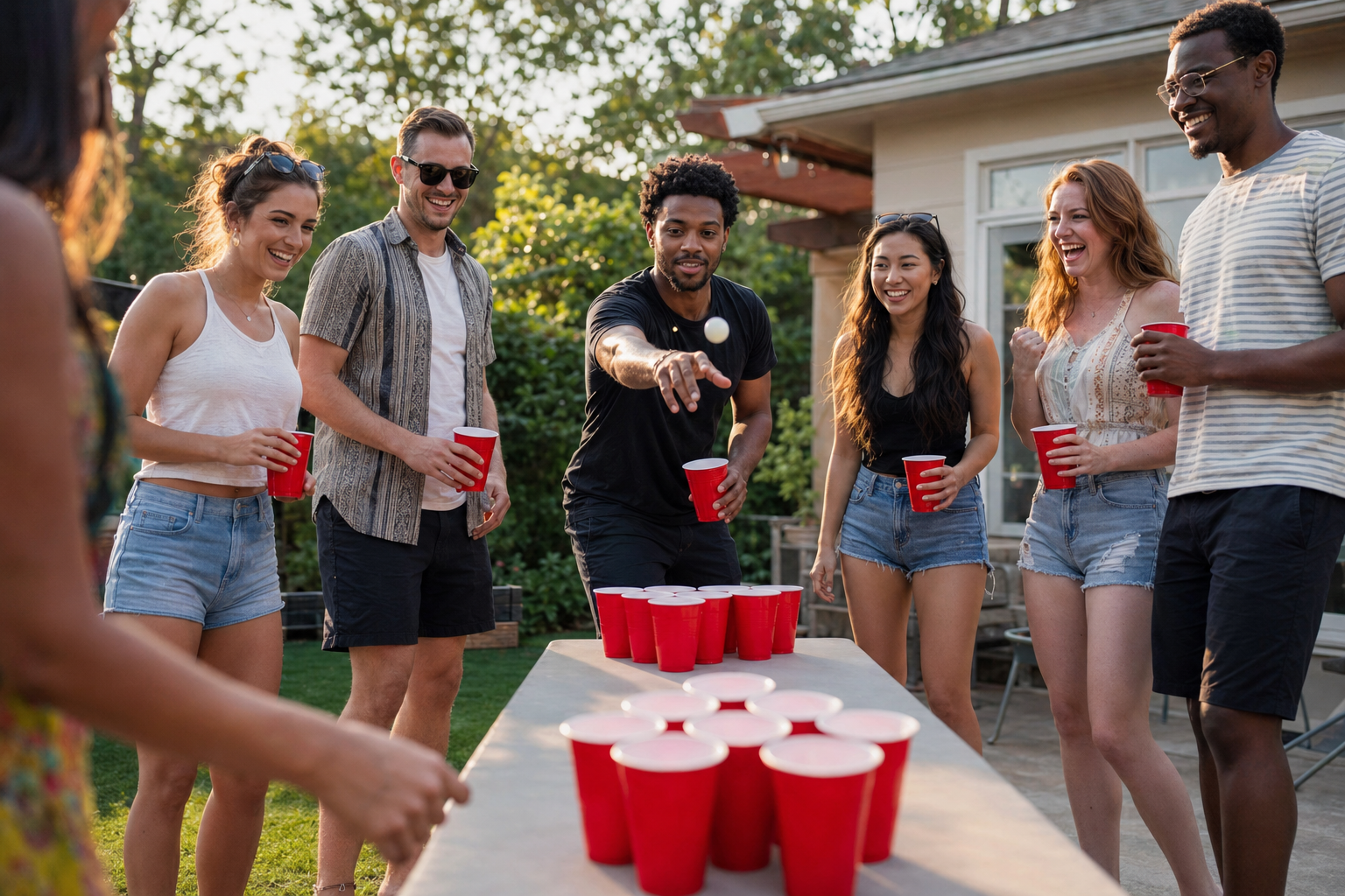 Sport amical en soirée : Beer pong
