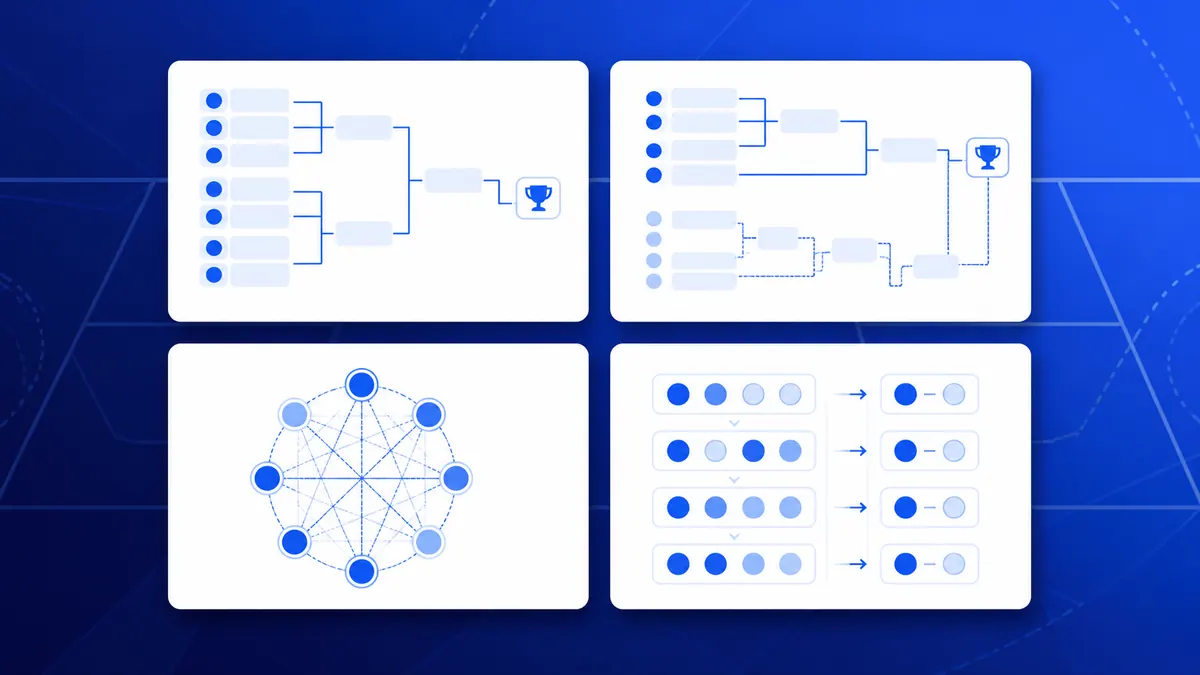 Comparaison visuelle de quatre formats de tournoi